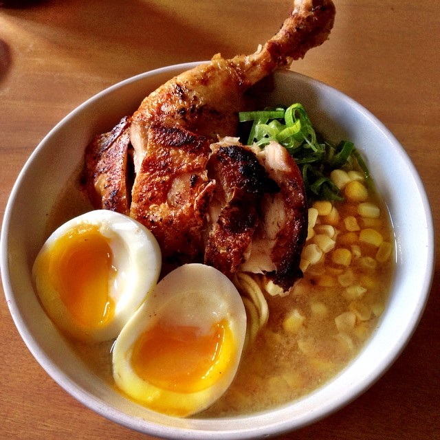 Chicken confit miso ramen with fresh summer corn and 6min egg. (Photo: Hunger Pang / Facebook)