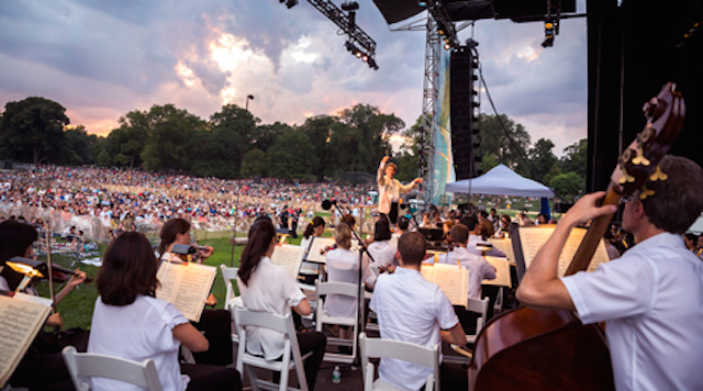 The New York Philharmonic (& fireworks!) are back at  Prospect Park for the 50th Anniversary of Concerts in the Parks on Friday night. Photo: New York Philharmonic