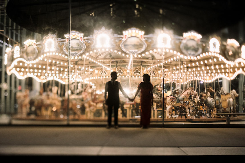 A storybook Brooklyn wedding, pulled off with the help of  Two Kindred Event Planners  who were hired for the month leading up to the wedding. Photo taken in front of Jane’s Carousel in Dumbo by  UNIQUE LAPIN Photography .